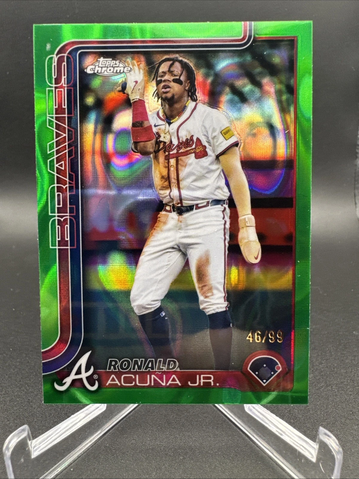 2025 Topps Chrome RONALD ACUNA JR #257 Green Lava Refractor /99 Braves