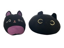 2 pcs Cat Plush Toys x1 Squishmallows Autumn 9cm & x1 Cat Eyes 12cm Wide In VGC