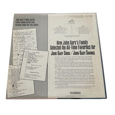 John Gary Sings John Gary Swings LP Vinyl RCA Victor Records LSP