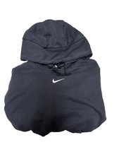 Vtg Nike Y2K Center Swoosh Check Pullover Sweatshirt Hoodie Black - S