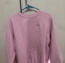 Alo Accolade Candy Heart Pink Crewneck Sweatshirt