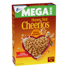 Honey Nut Cheerios, Heart Healthy Gluten Free Breakfast Cereal, Mega Size, 27.2.
