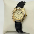 Women's Vintage 1996 TIMEX Gold Tone Indiglo Watch, Black Leather, 27mm, Date b