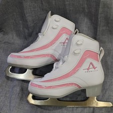 American Athletic Girls Soft Boot Ice Skates White Pink Size 4