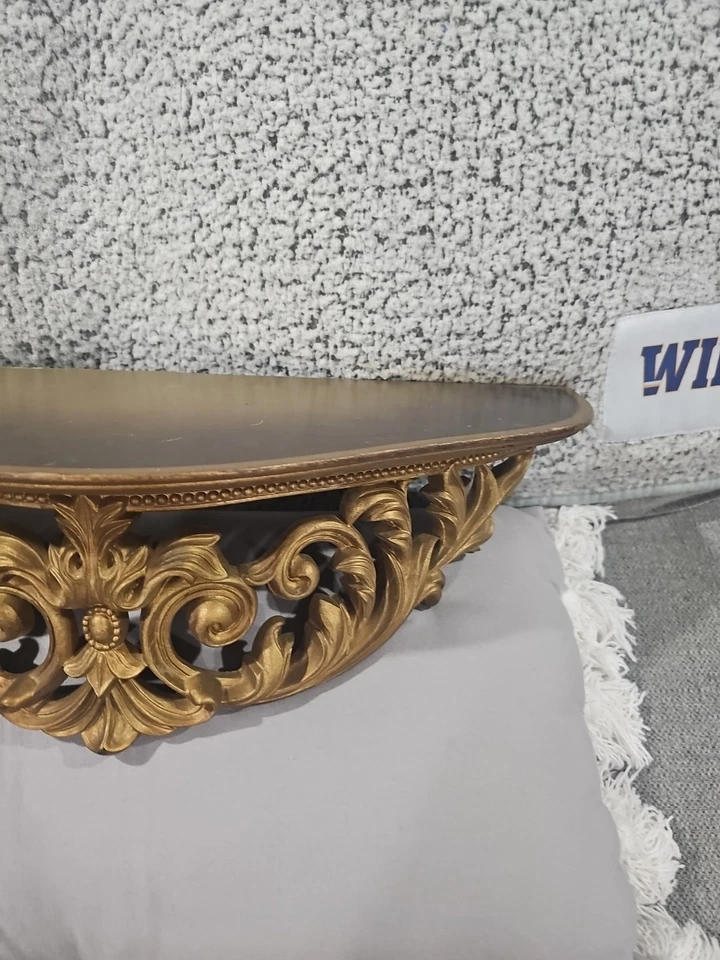 Estante de pared Turner vintage Hollywood Regency estante de pared grande dorado ornamentado Foto 3 de 4