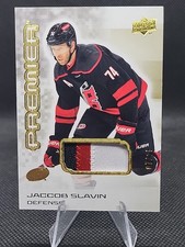 2024-25 Premier Jacob Slavin /25 Gold Premium Material Jersey Hurricanes