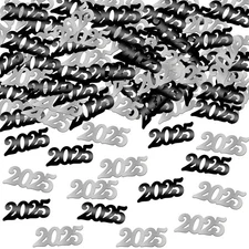 , Black and Silver 2025 Confetti - Pack of 500 | Graduation Confetti 2025, Ba...