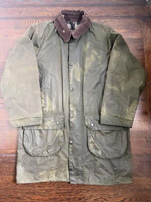 Barbour Men's Game Fair A123 Wax Olive Green Coat Jacket Vintage C38/97 CM M