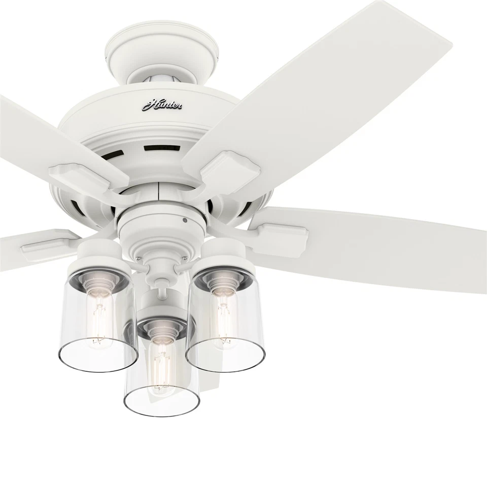 Hunter Fan 44 in Casual Matte White Indoor Ceiling Fan with LED Light and Remote - Image 3 of 4