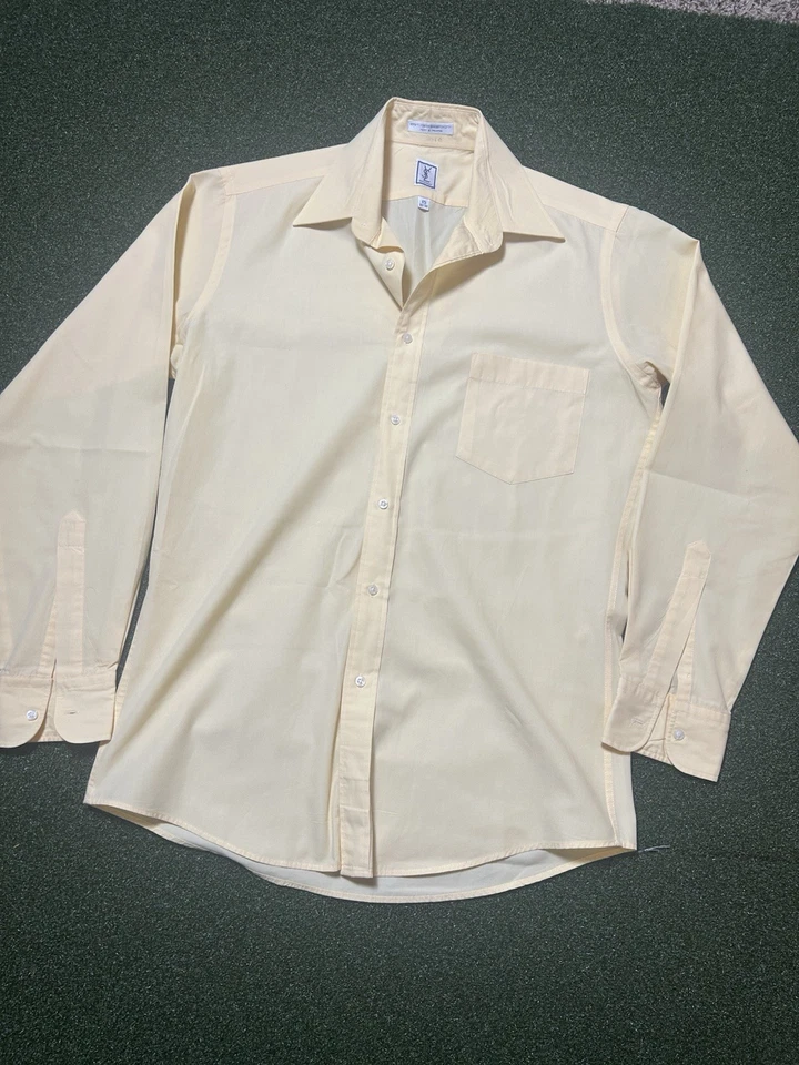 Camisa vintage YSL Yves Saint Laurent amarilla pastel abotonada 15 32-33 de colección años 90 Foto 3 de 4