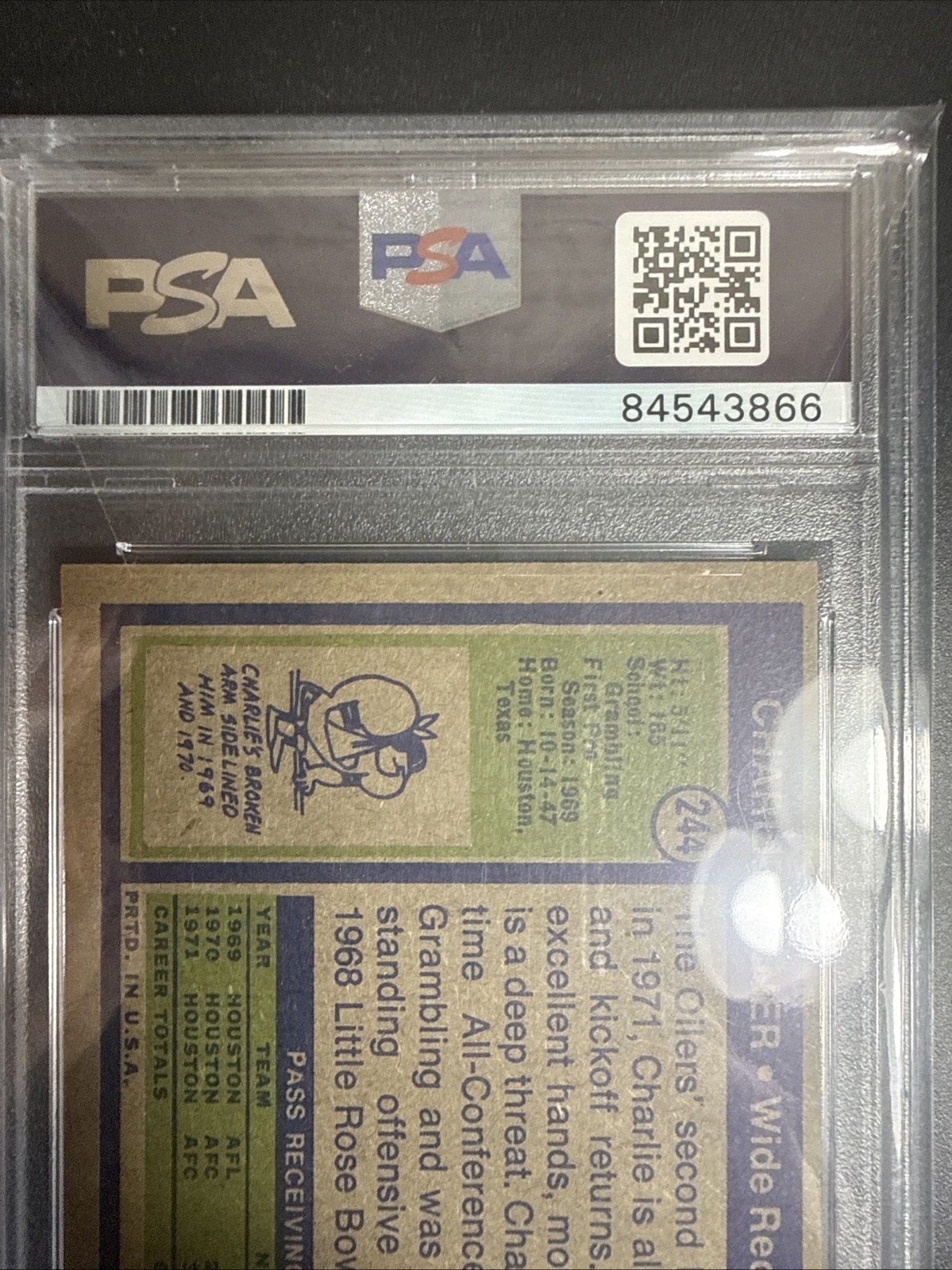 1972 Topps Charlie Joiner Rookie PSA Authentic Autograph Houston Oilers Sharp RC view 9