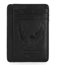 Harley-Davidson Men's Pebble Leather Classic Eagle Card Case Black MWM034/08