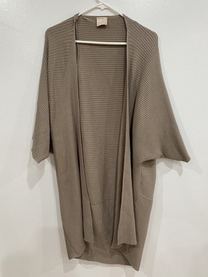 Kerisma One Size Lagenlook Brown Longline Open Front Cardigan Duster Sweater
