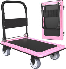 Heavy-duty Pink Folding Trolley Cart With 360 Wheels 1100 Lb Capacity