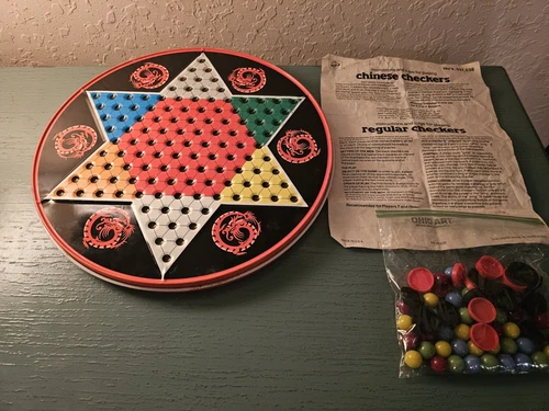 Vintage Ohio Art Tin Litho Chinese Checkers/Checkers W/Original Marbles,...