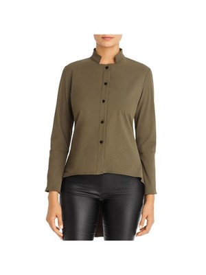 SNIDER Womens Green Moisture Wicking Uv Protection Stand Collar Button Up Top XL