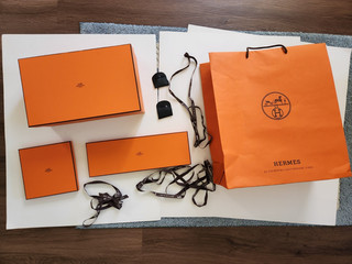 Hermes Shopping Bag (1) and Hermes Boxes (3) Lot of four