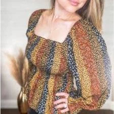 Sugar Fox Multicolor Striped Women's Top size small