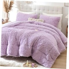 Fluffy Size Comforter Set, Faux Fur Comforter Set, Luxury King Lavender Purple