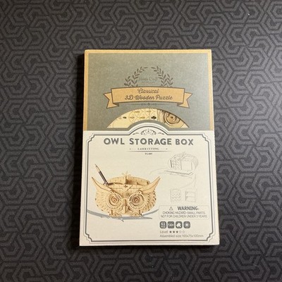 Owl Storage Box 3D Wood Puzzle Kit Laser 61 pc TG405 Kids 8+ DIY Robotime SEALED