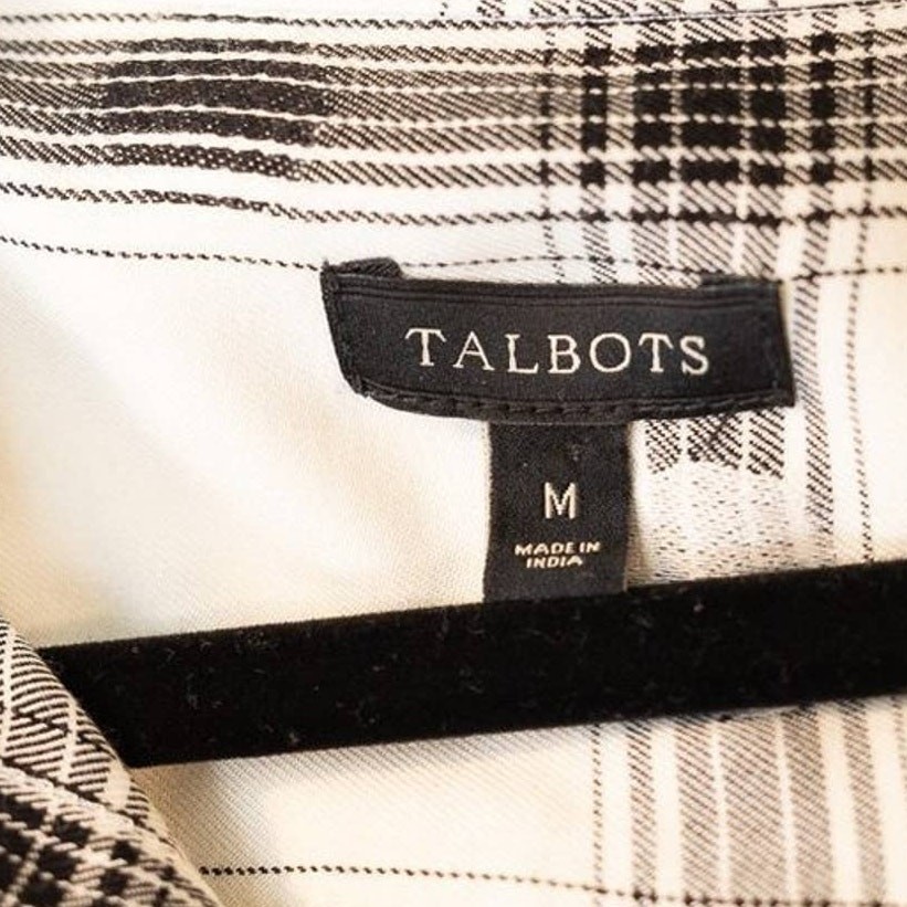 Talbots Oversized Plaid Button Down Blouse, Medium - image 6