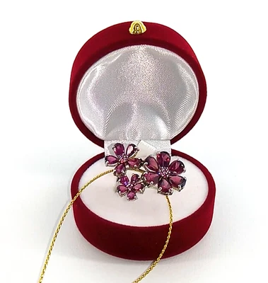 🔥🔥🔥Imposanter Purpur Rhodolithgranat & Granat Blumenring in Silber & Weißgold - Bild 1 von 4