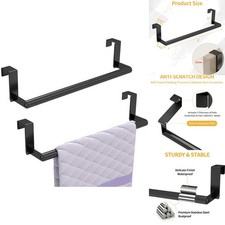Over Door Cabinet Towel Rack Dish Bar Stainless Steel Kitchen RV Hanger 2 Pack