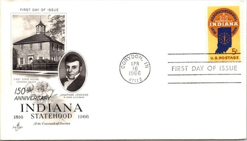 S08-0950, INDIANA STATEHOOD 150TH ANNIV., ARTCRAFT FIRST DAY COVER