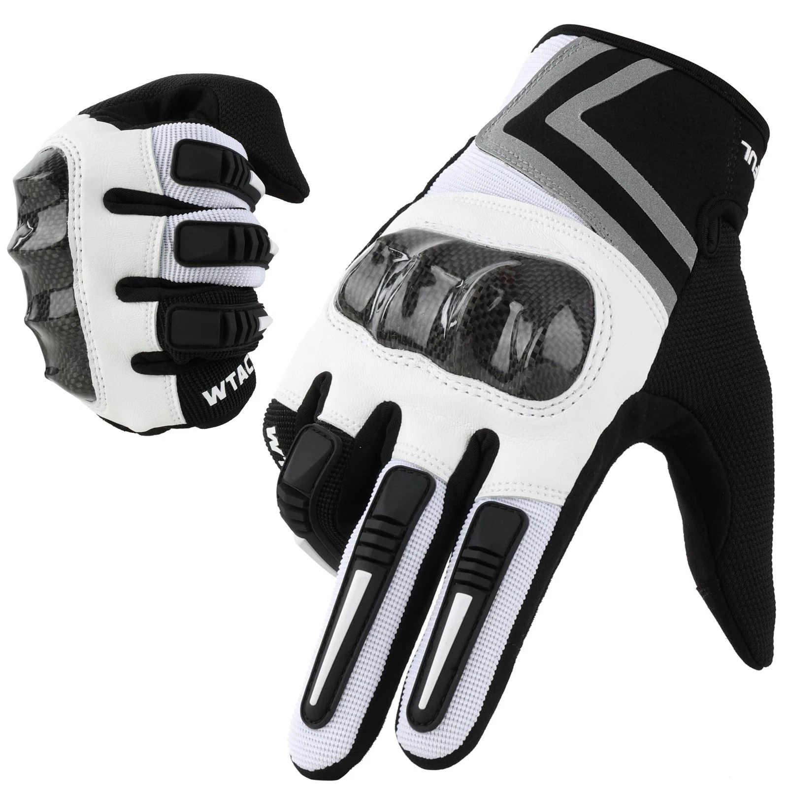 WTACTFUL Motorcycle Gloves for Men Women, Dirt Bike Full M, White
