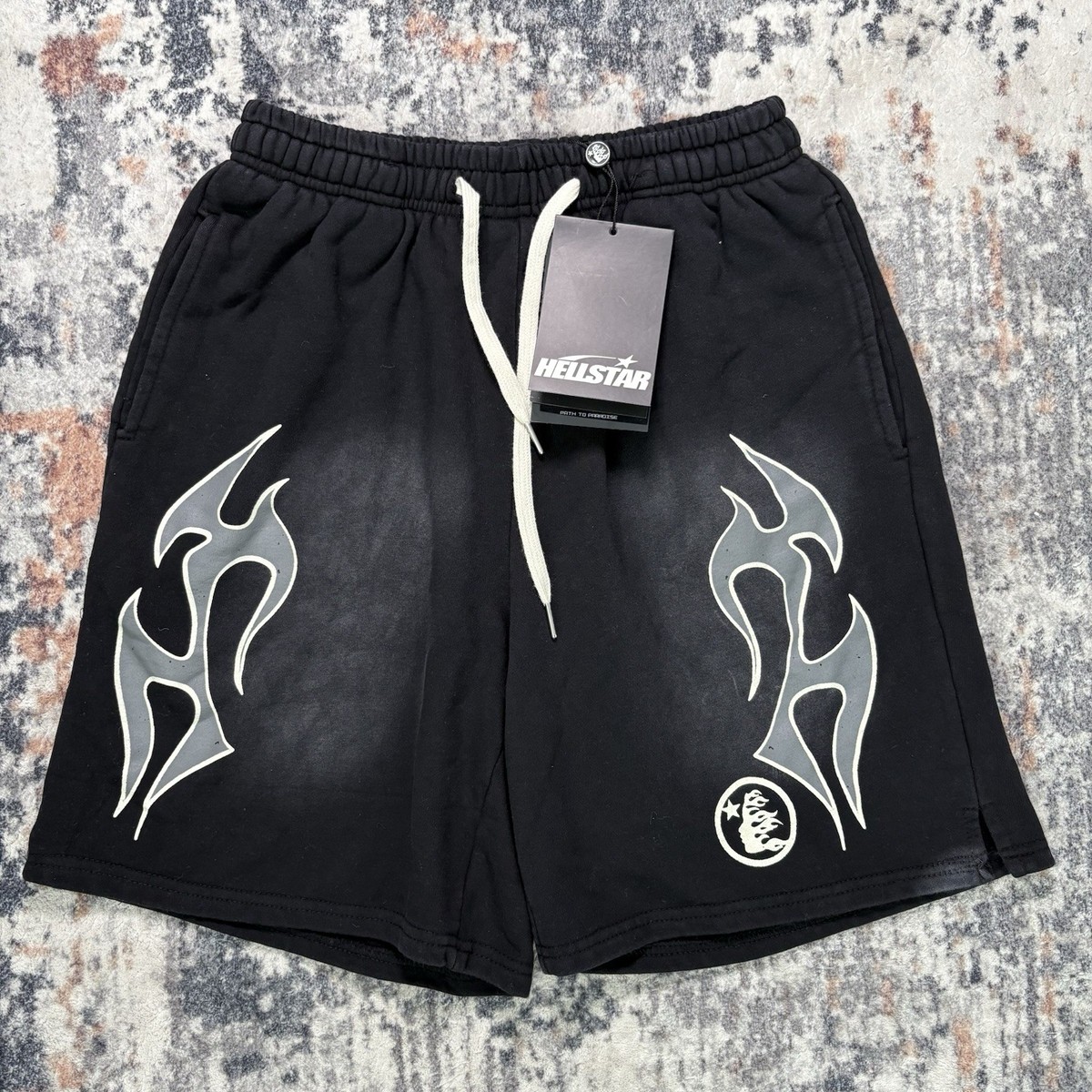 HellStar Washed Flame Short Black Size: L NWT | eBay