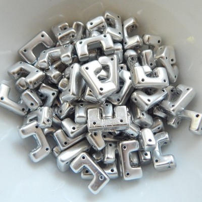 12 Beads - Telos  par Puca  Paris - Argentees Silver - Czech Glass
