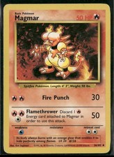 basic magmar pokemon card value B A S E - M A G M A R - Base Set Magmar 36/102 Pokemon Card Authentic  Original Painted Quality Custom Extended Art