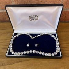 Lilac Faux Pearl Necklace and Earrings – Silver Filigree Beads Bridal Jewelry