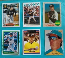 Lot 6 MIAMI MARLINS BASEBALL CARDS Jeff Conine Connor Norby D Uggla B Ziegler