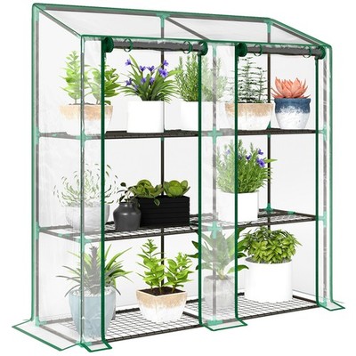 Outsunny Mini-Gewächshaus mit 3 Etagen Regalen, 151 H x 143 B x 46 T cm, transparent