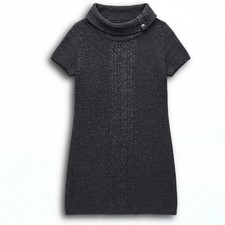 Style & Co Women Gray Cable Knit Cowl Neck Short Sleeve Sweater Dress XL