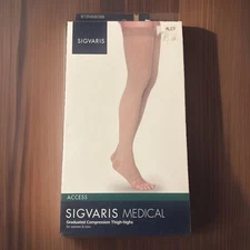 Sigvaris Dynaven 972 20-30 Open Toe Compression Stockings w/Grip Top Black