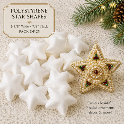 25 Styrofoam 2-3/8'' Polystyrene Dylite Stars Shapes Forms Kids Crafts Christmas