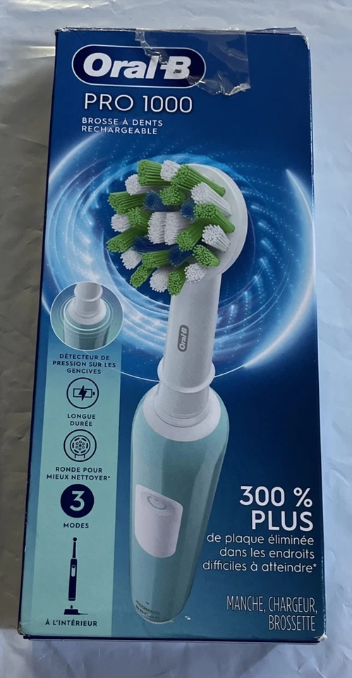Oral B Pro 1000 Cepillo de Dientes Recargable Azul Nuevo Dmged Caja Abierta Foto 3 de 4