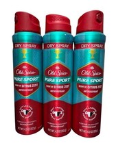 3 PACK Old Spice Pure Sport Dry Spray Citrus Zest Antiperspirant 4.3oz Each