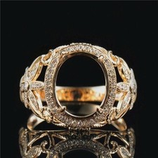 925 Sterling Silver 15x12mm Oval Semi Mount Unisex Ring Tapered Baguette Ring