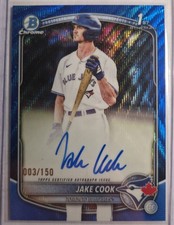 2025 Bowman Draft Chrome Jake Cook Blue Wave Refractor Auto #/150
