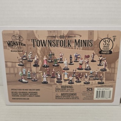 Monster Brand Town Folk Minis 32 Unique Figures Paintable Table Top Games New 