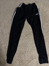 Adidas Joggers Black Elastic Waist Pockets Women  s Size Medium Logo