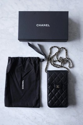 Chanel O-Phone Holder with Chain, Black Caviar Leather, AP3880 | eBay