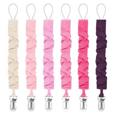 TenderBabe Pacifier Clip,6 Pack Pacifier Holder Clip with Adorable Frill