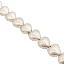 925 Sterling Silver Vintage Bracelet Minimalist Puffy Love Heart Link  BT11672
