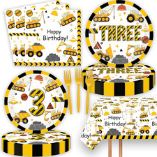 Construction 3Rd Birthday Party Supplies Dump Truck Three Years Old Tablecloth P