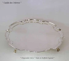 Silver Chippendale Salver 14 in. with Feet