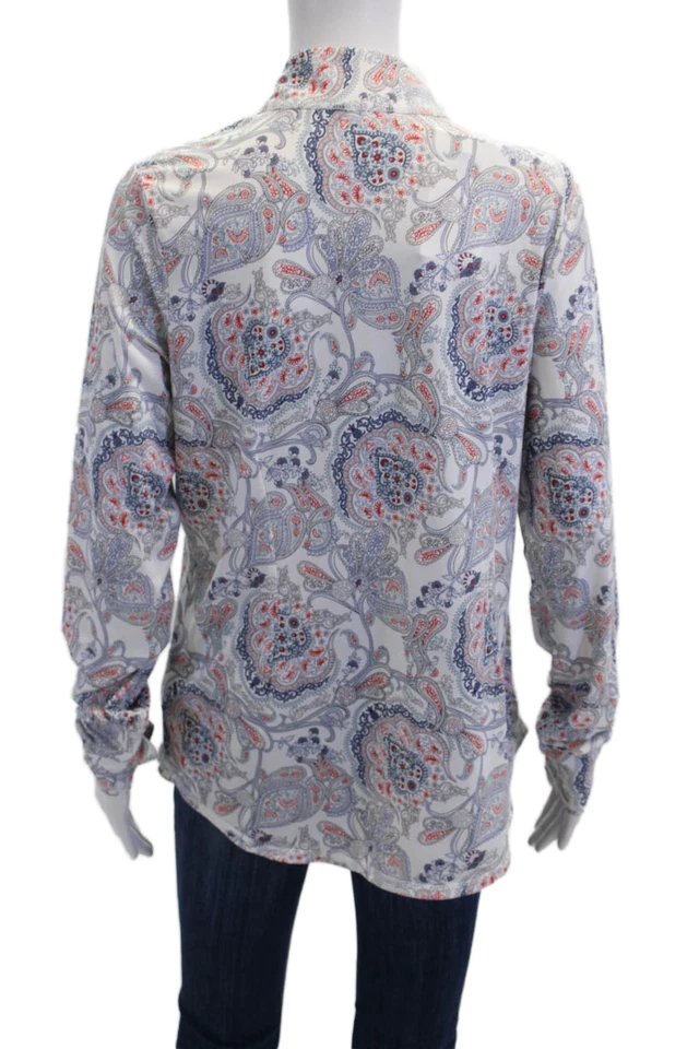 Camiseta deportiva JoFit para mujer estampado cachemir media cremallera cuello falso blanca combo talla L Foto 3 de 4